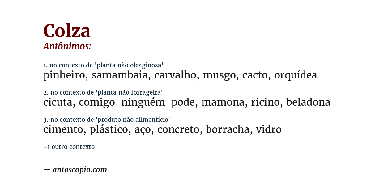 Antônimo de colza