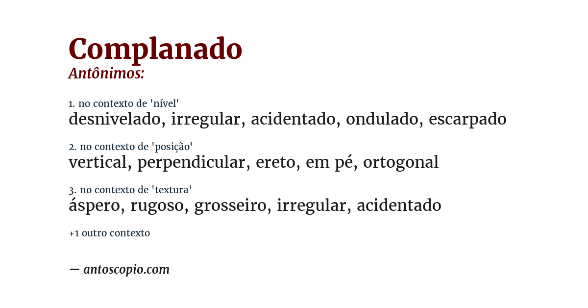 Antônimo de complanado