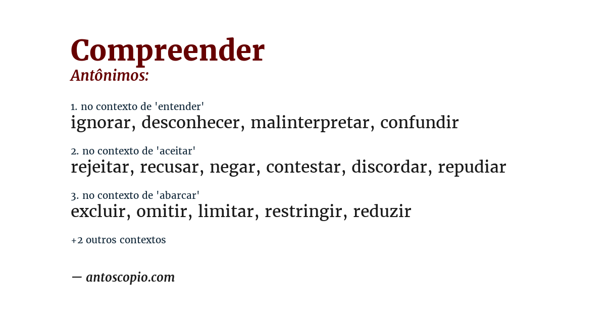 Antônimo de compreender