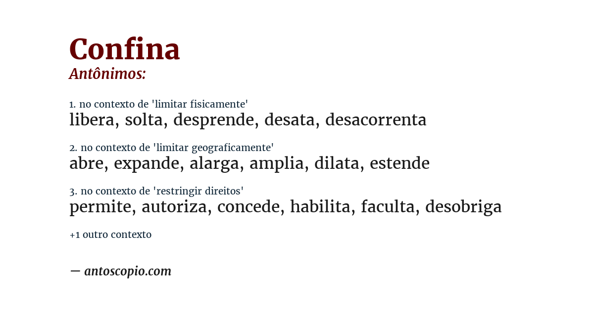 Antônimo de confina