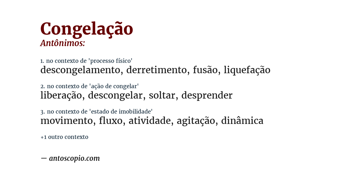 Antônimo de congelação