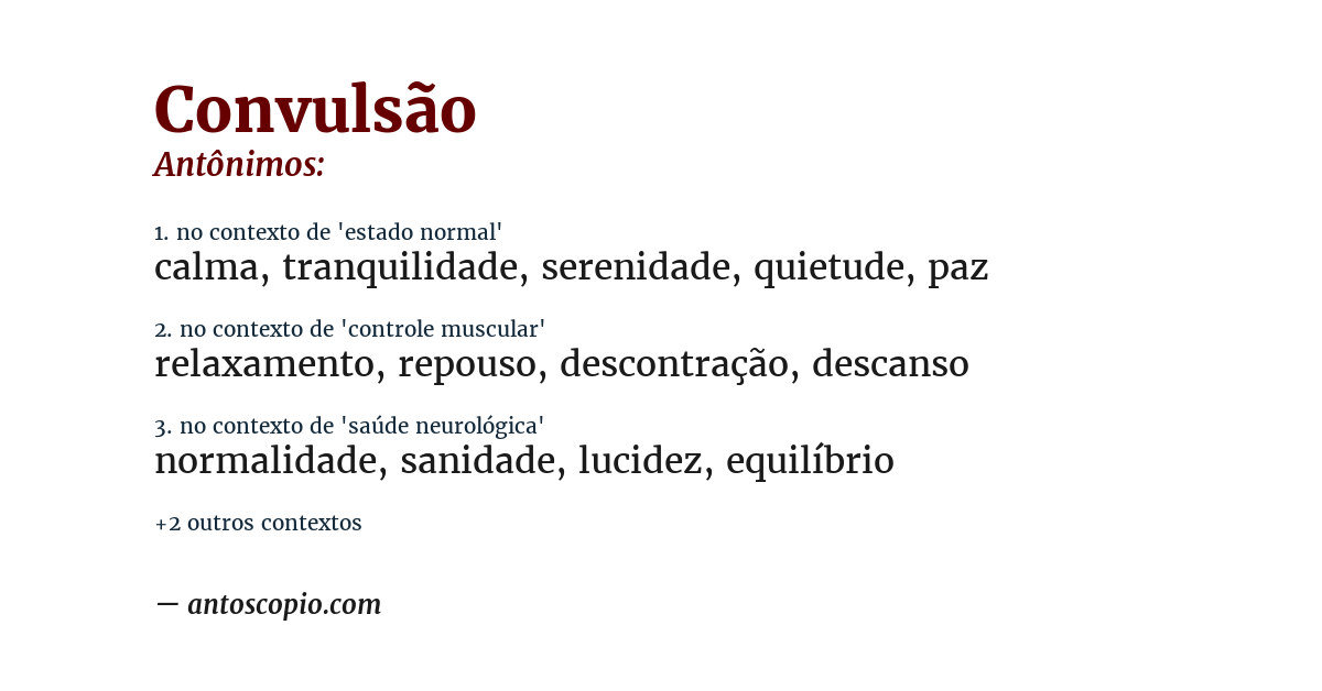 Antônimo de convulsão