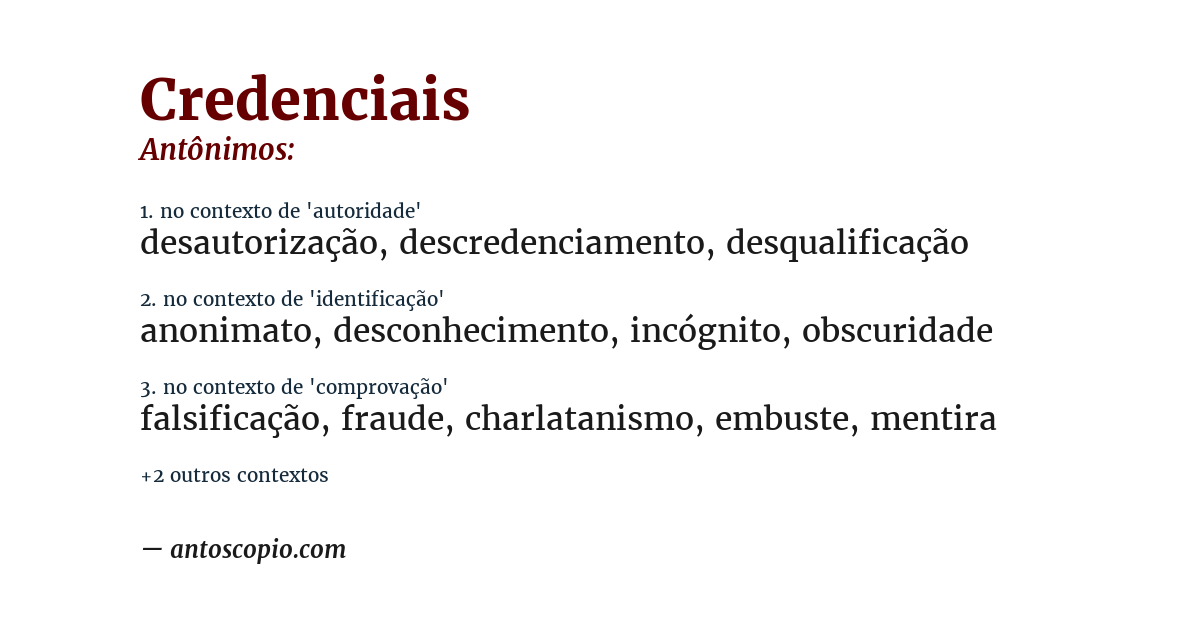 Antônimo de credenciais