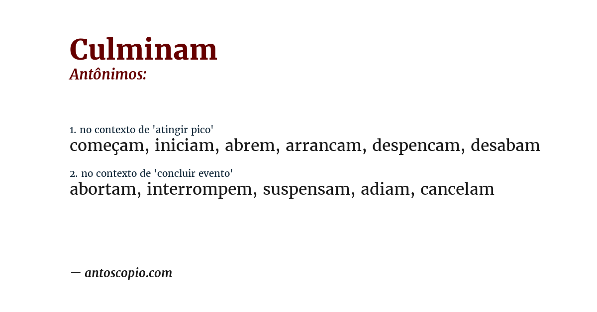 Antônimo de culminam