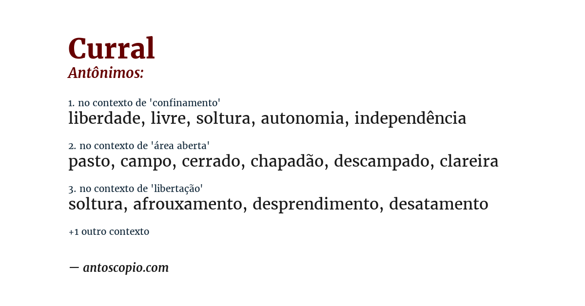 Antônimo de curral