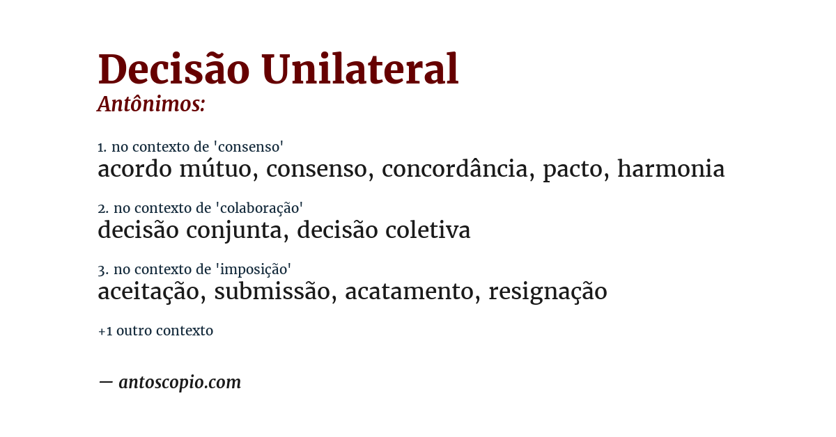 Antônimo de decisão unilateral