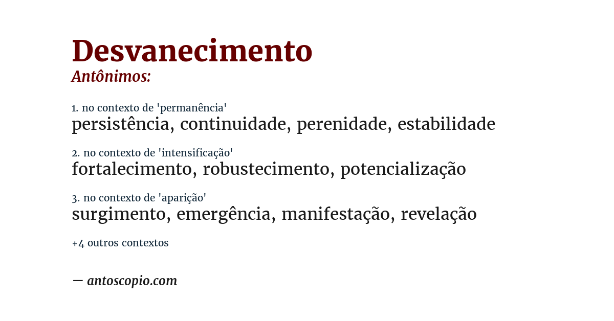 Antônimo de desvanecimento