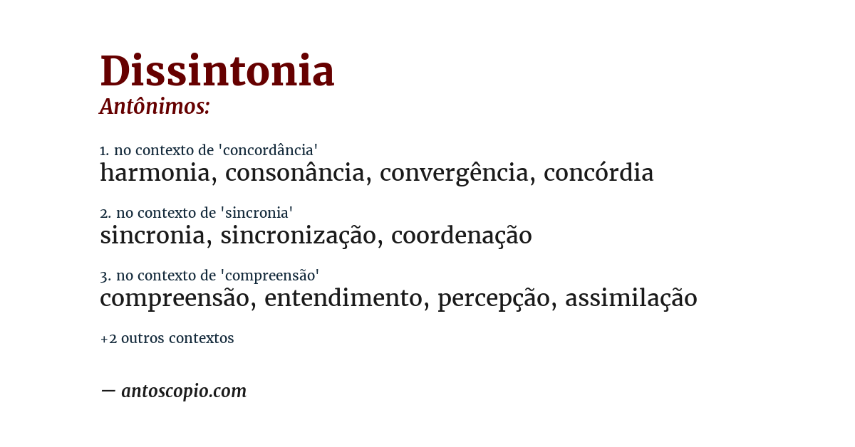 Antônimo de dissintonia