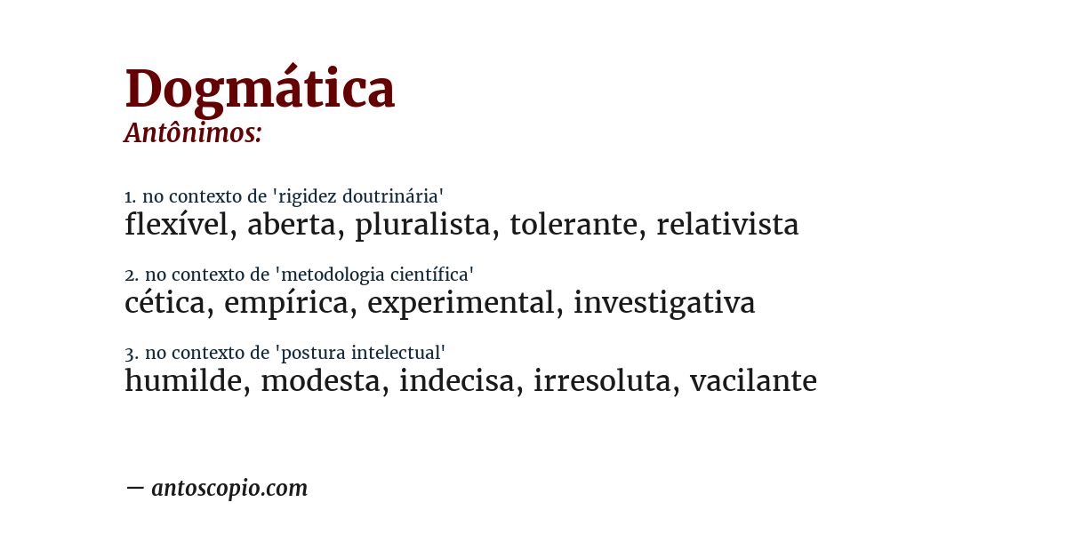 Antônimo de dogmática