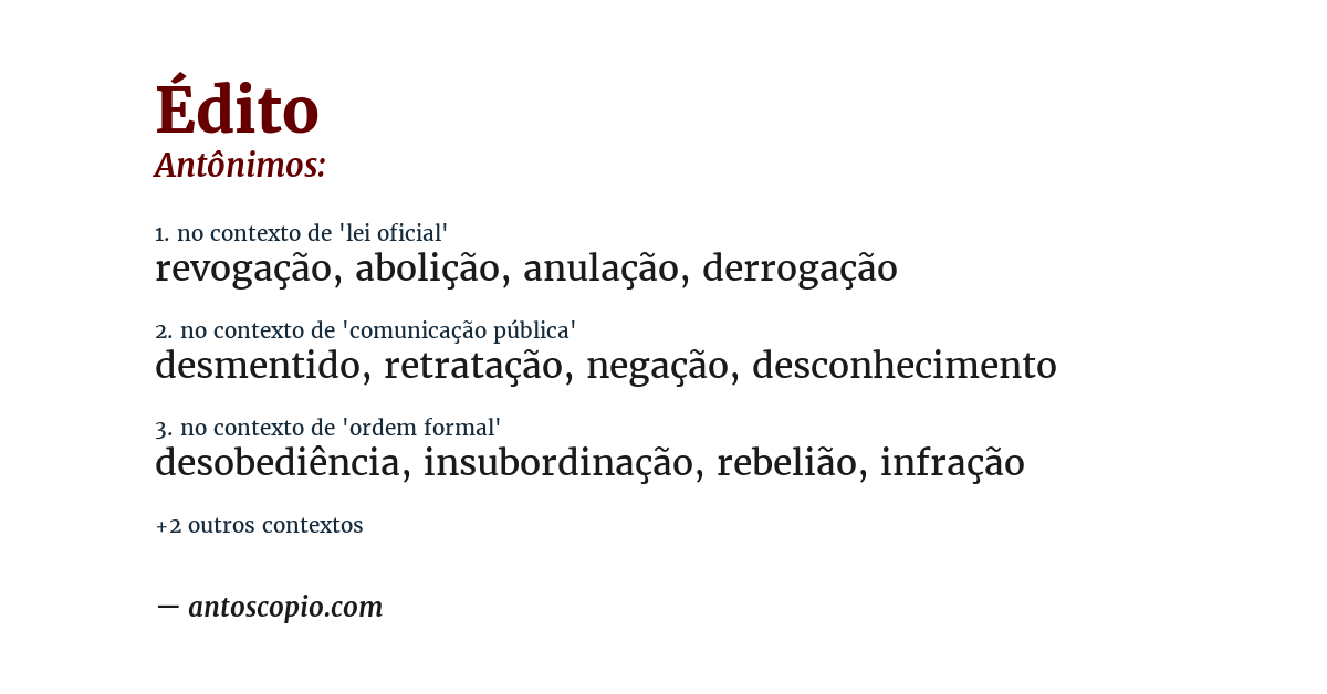 Antônimo de édito