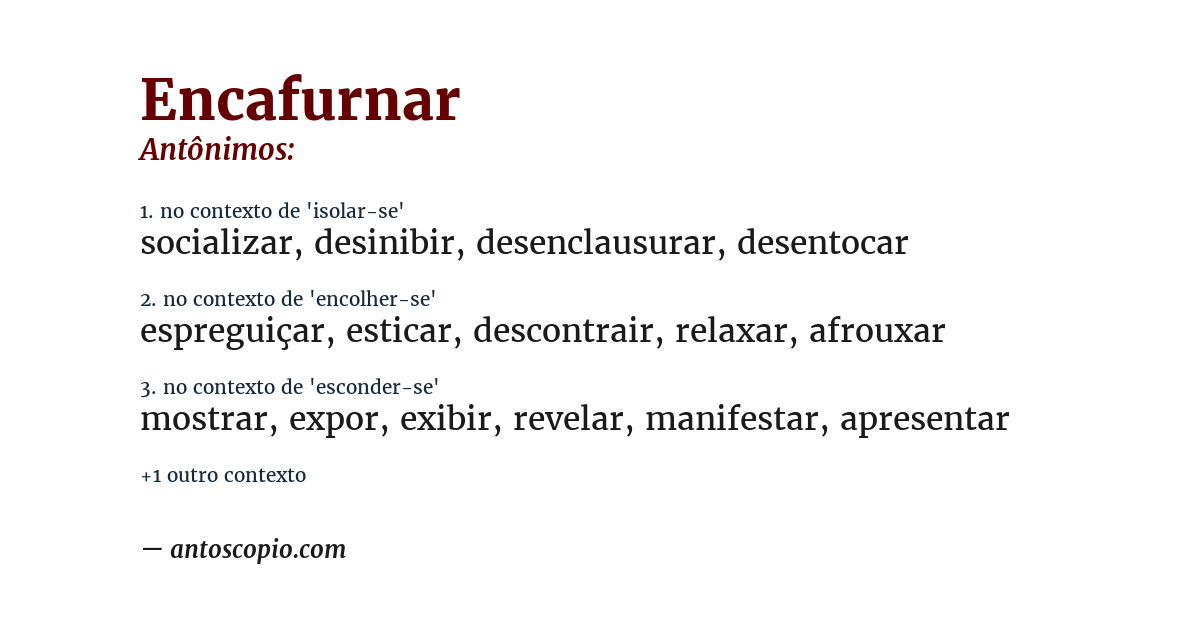 Antônimo de encafurnar