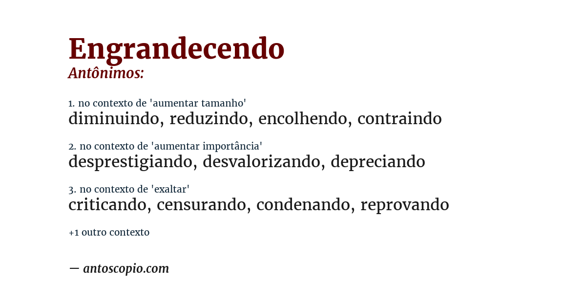 Antônimo de engrandecendo