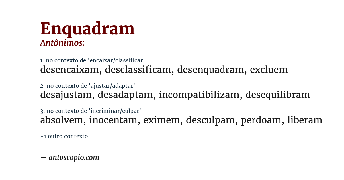 Antônimo de enquadram