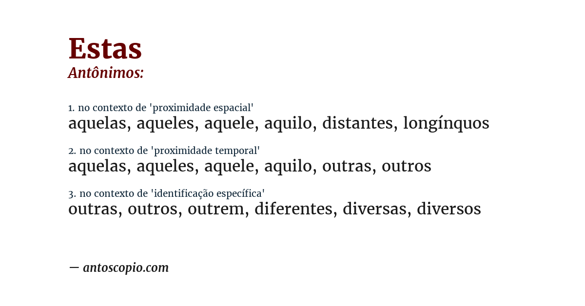 Antônimo de estas