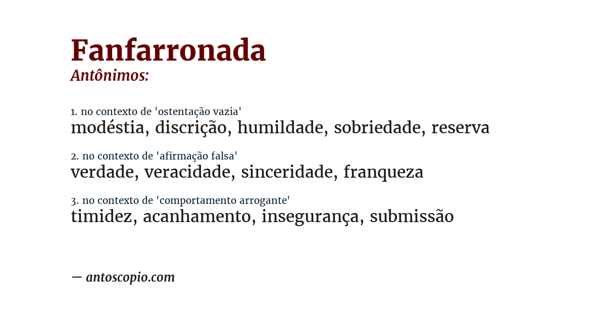 Antônimo de fanfarronada