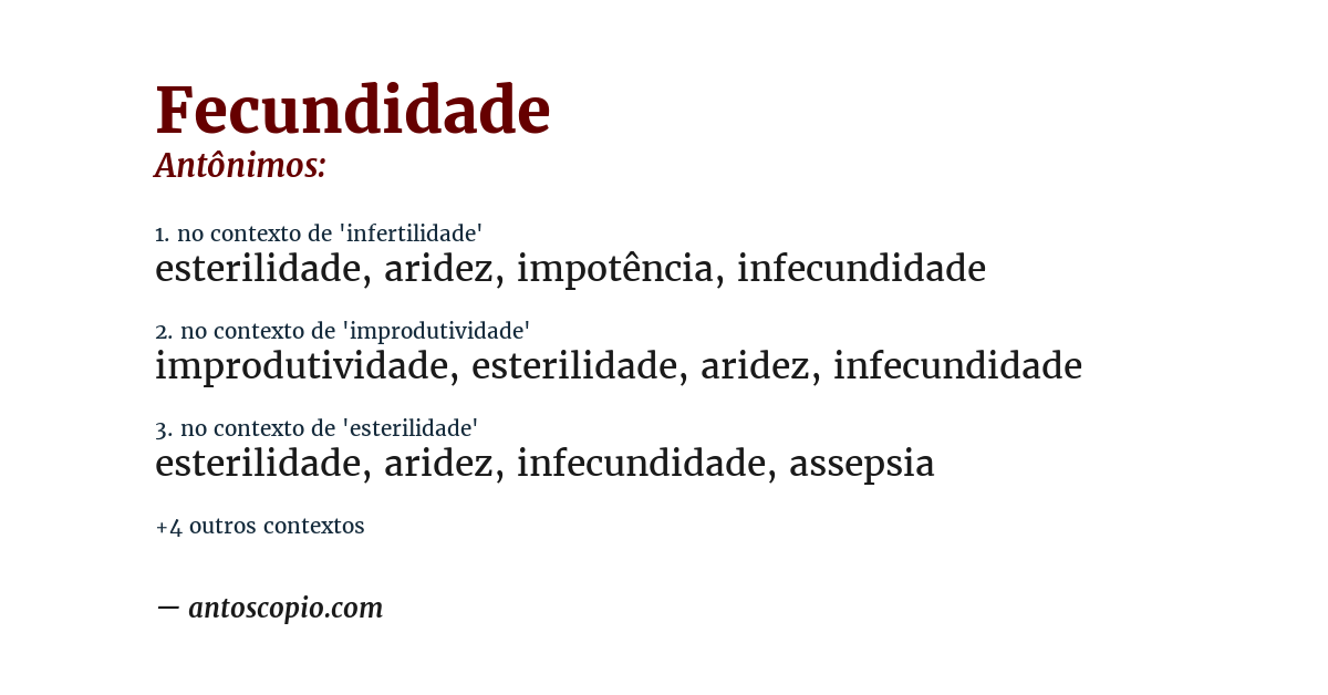 Antônimo de fecundidade