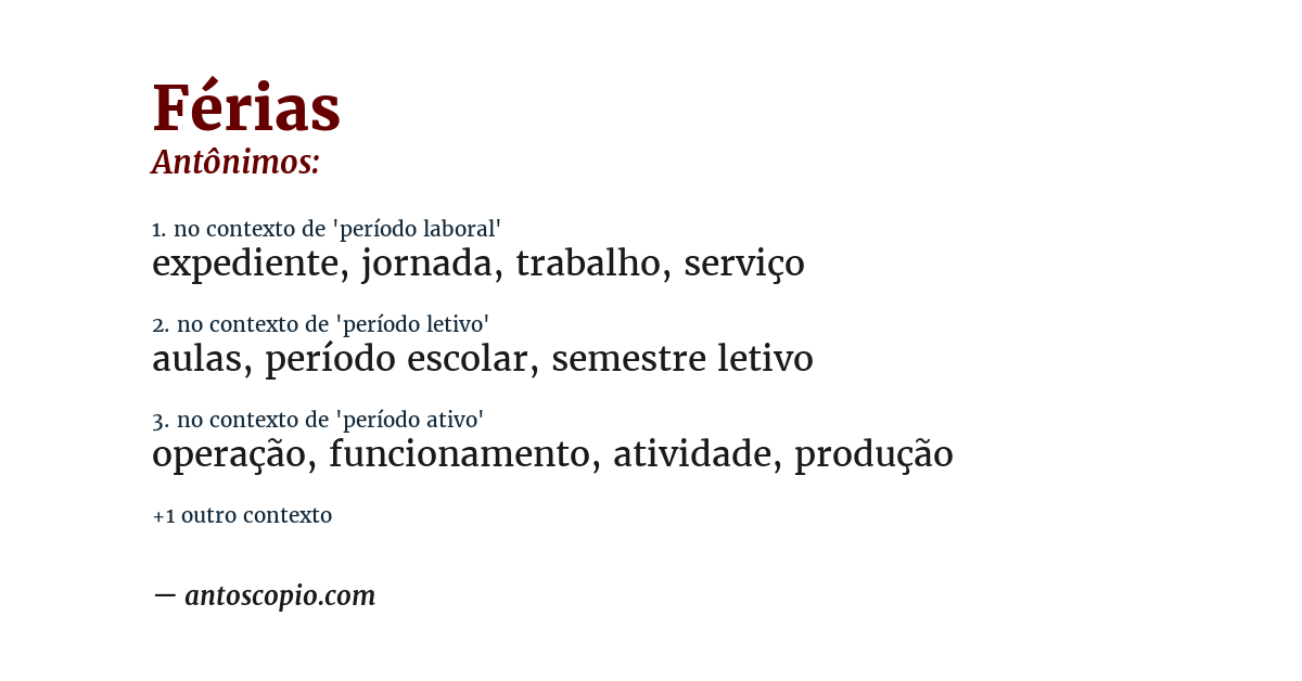 Antônimo de férias