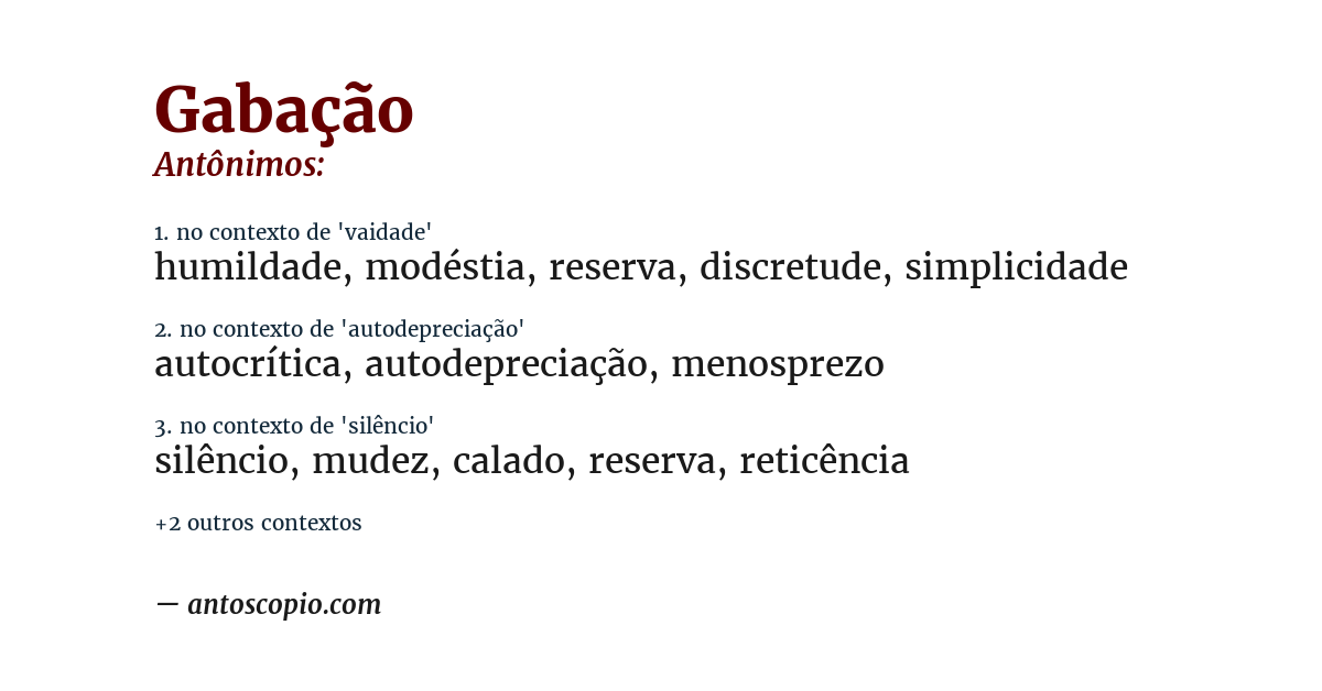 Antônimo de gabação