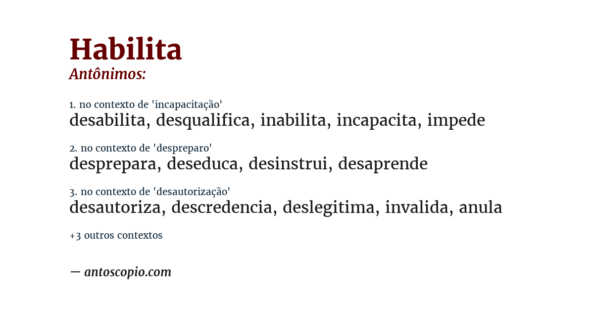 Antônimo de habilita