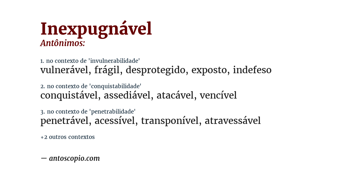 Antônimo de inexpugnável