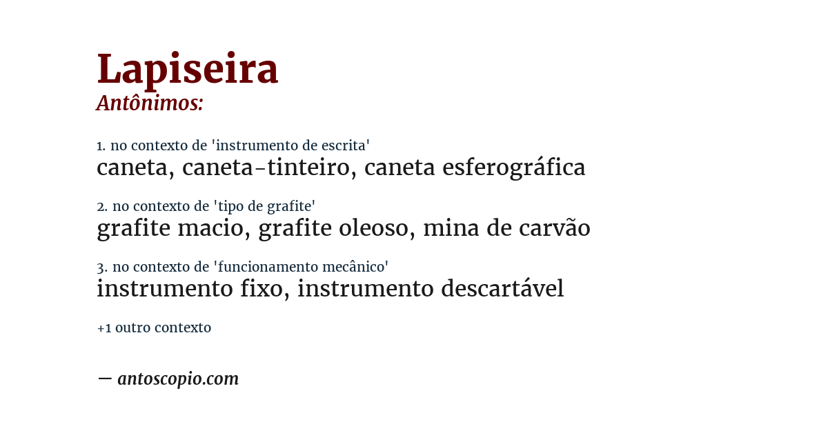 Antônimo de lapiseira