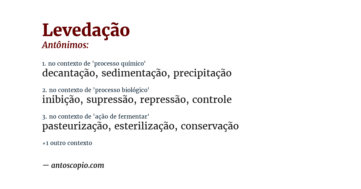 Antônimo de levedação