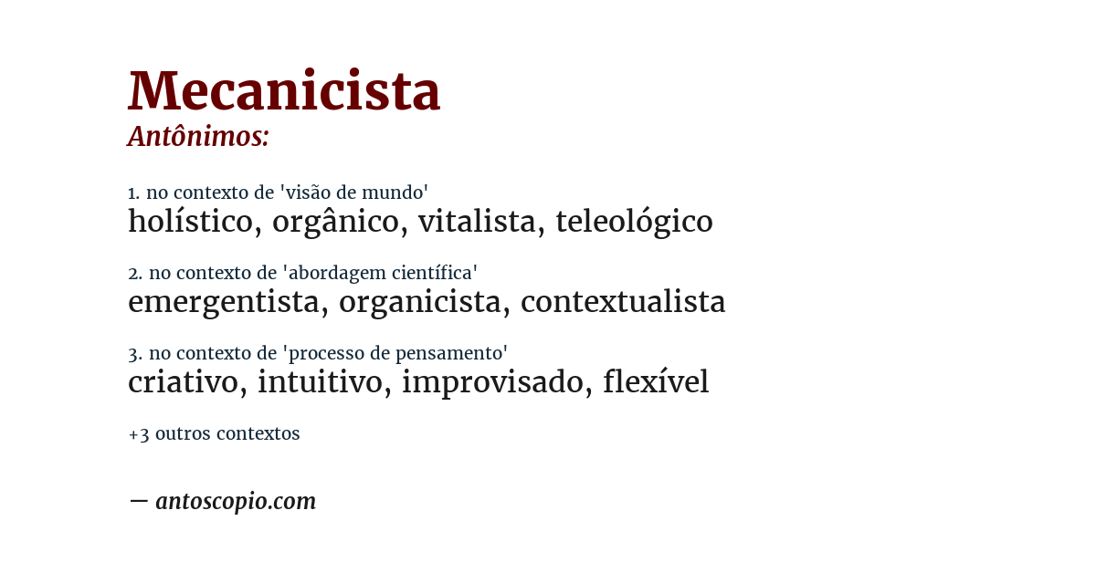 Antônimo de mecanicista