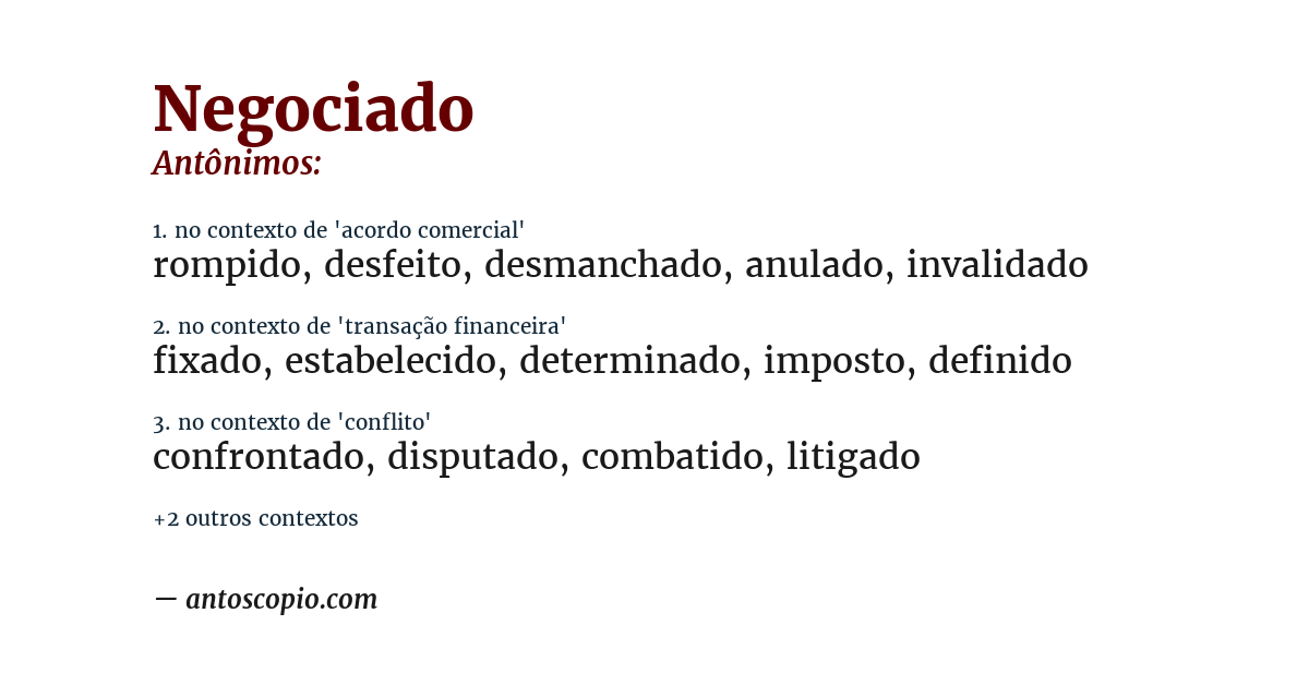 Antônimo de negociado