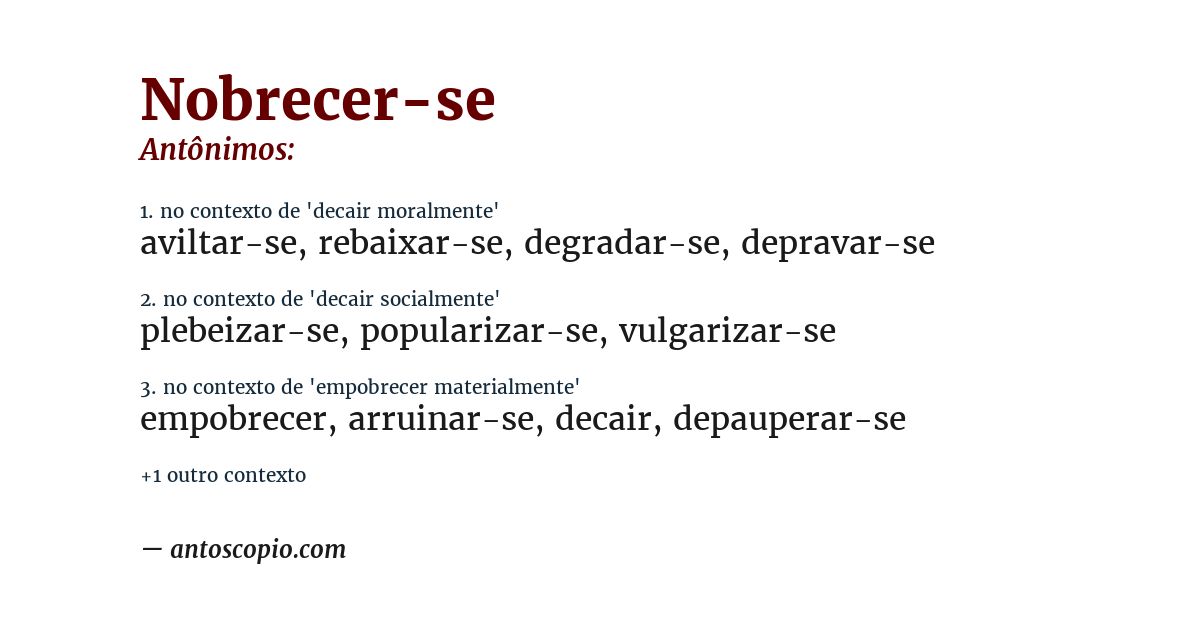 Antônimo de nobrecer-se
