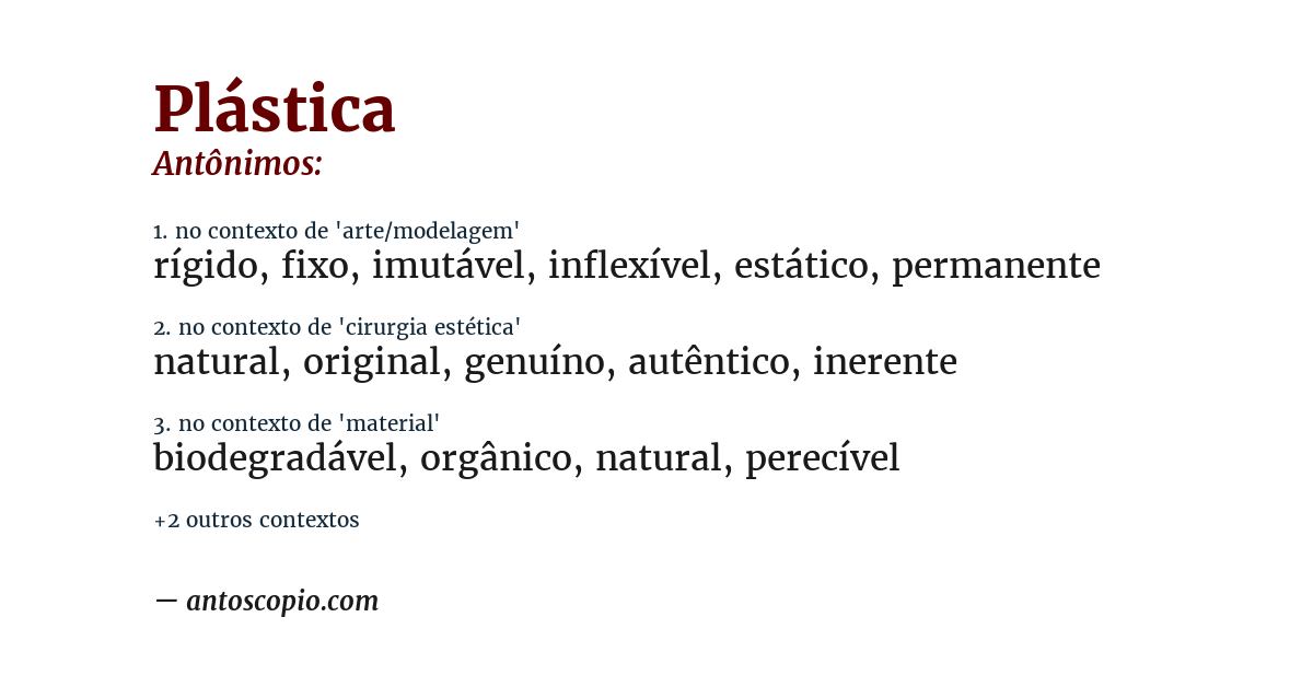 Antônimo de plástica