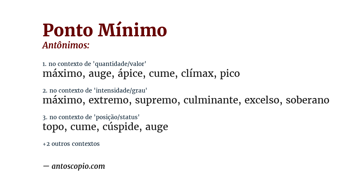 Antônimo de ponto mínimo