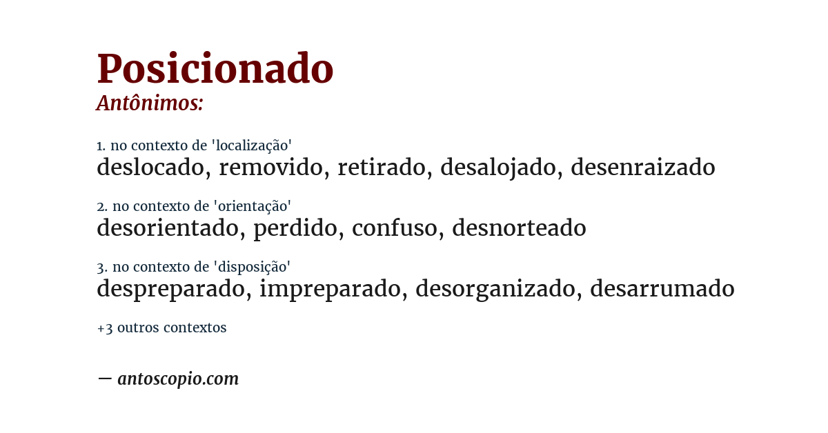 Antônimo de posicionado