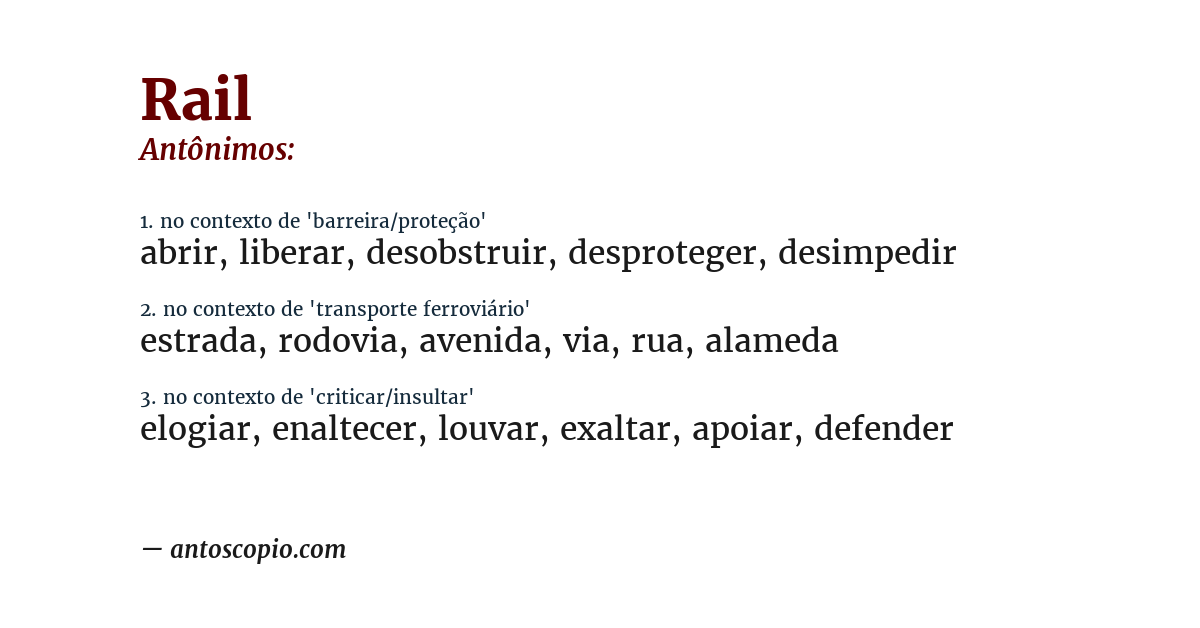 Antônimo de rail