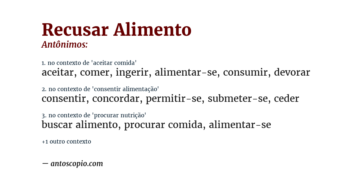 Antônimo de recusar alimento