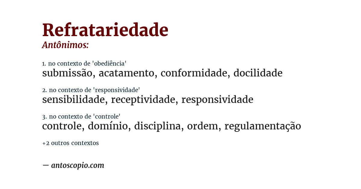 Antônimo de refratariedade