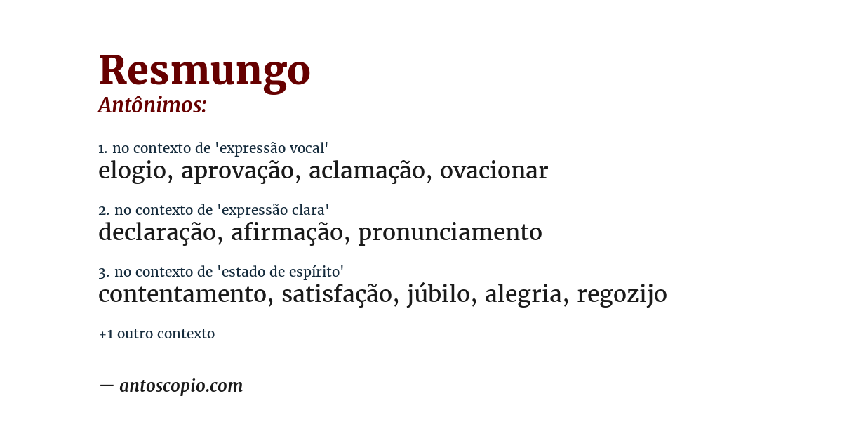Antônimo de resmungo