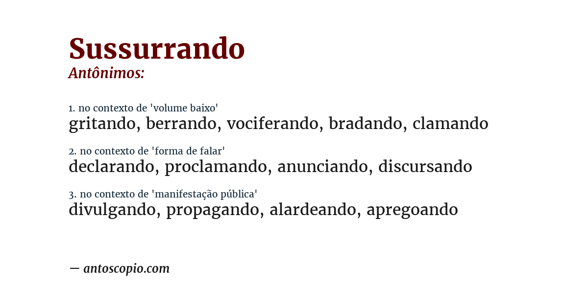 Antônimo de sussurrando