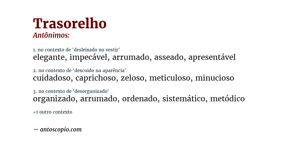 Antônimo de trasorelho