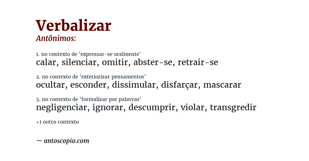Antônimo de verbalizar