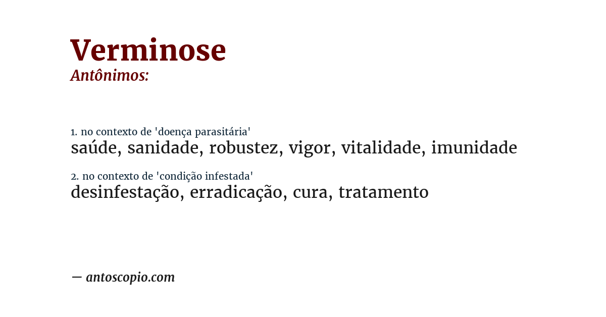 Antônimo de verminose