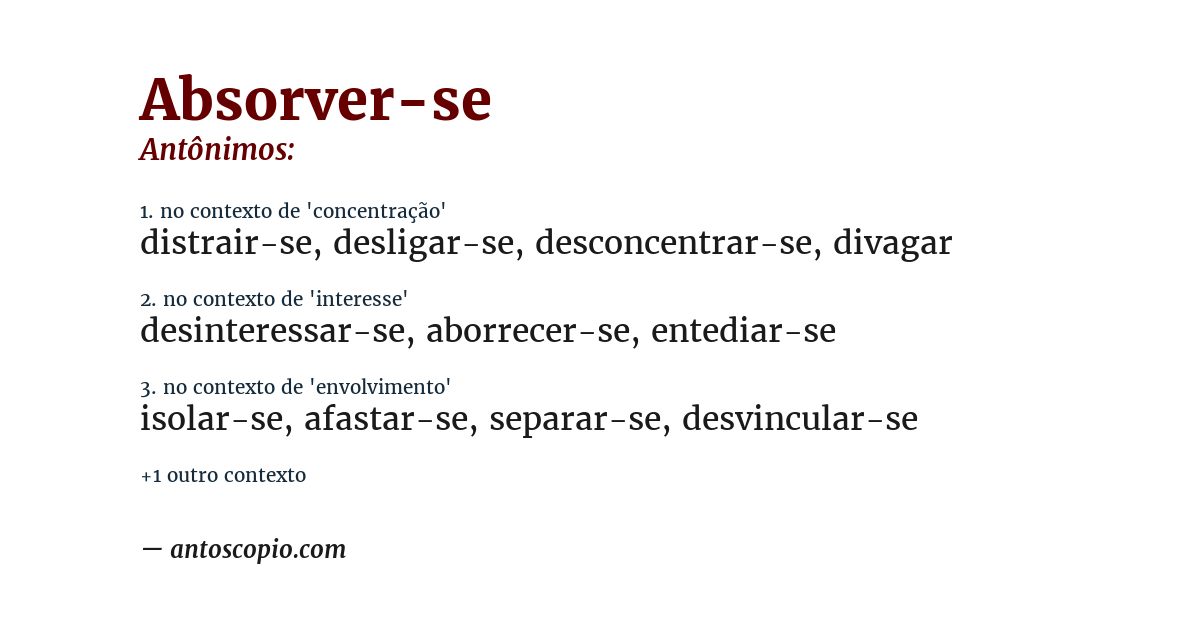 Antônimo de absorver-se