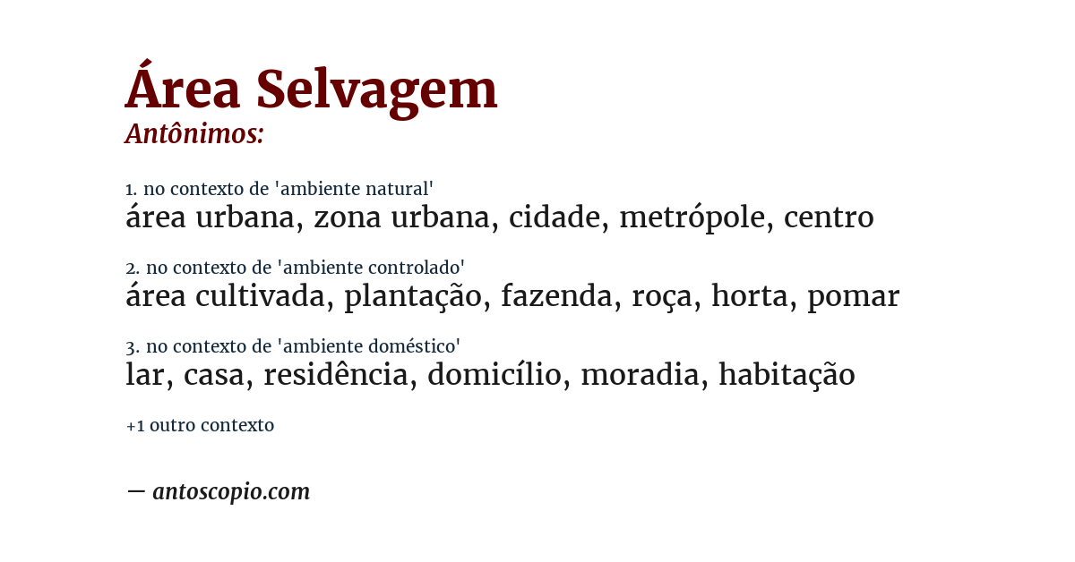 Antônimo de área selvagem