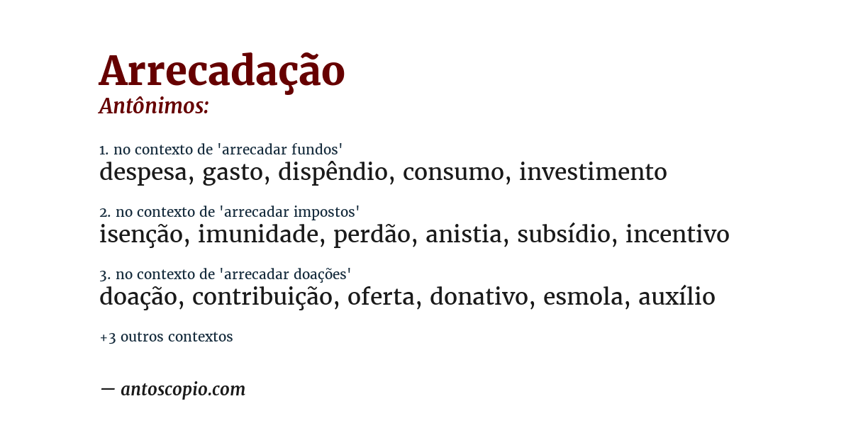 Antônimo de arrecadação