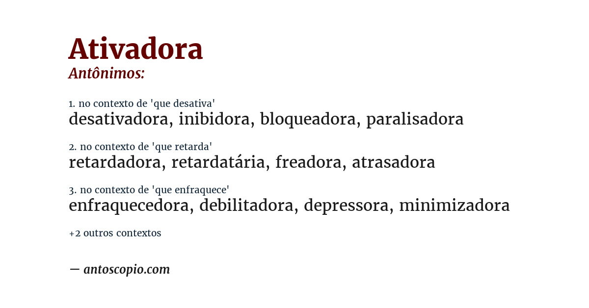 Antônimo de ativadora