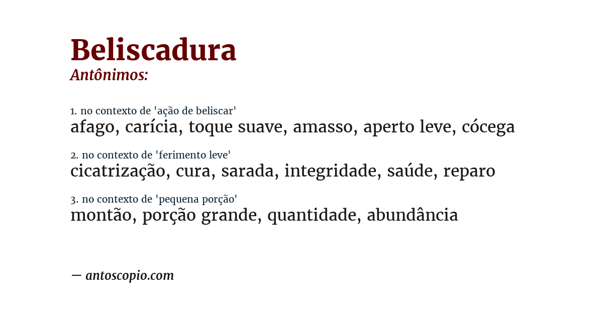 Antônimo de beliscadura