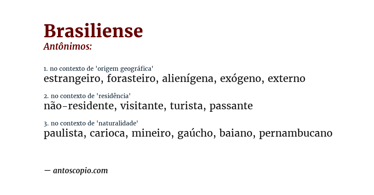 Antônimo de brasiliense
