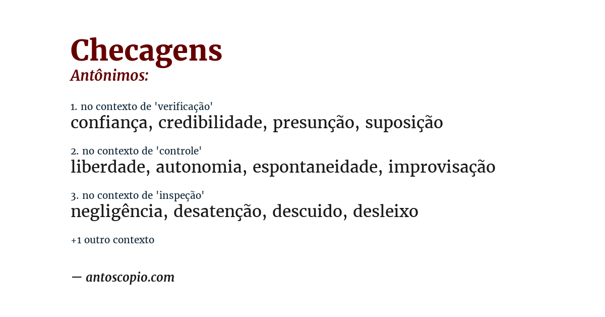 Antônimo de checagens