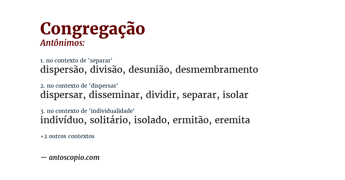Antônimo de congregação