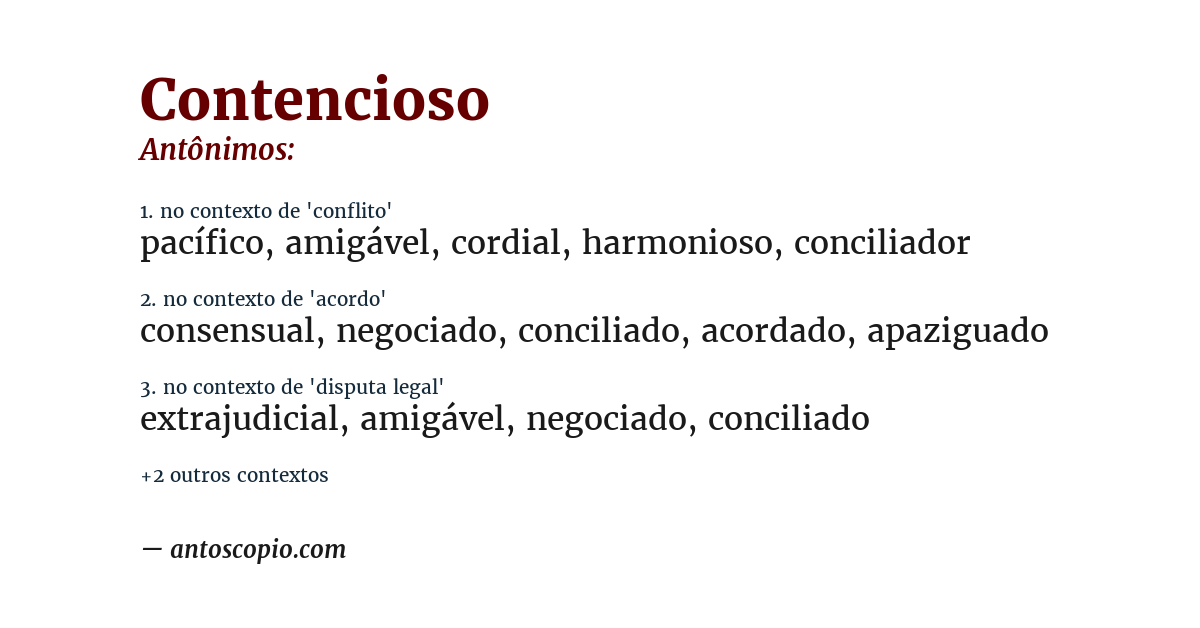 Antônimo de contencioso