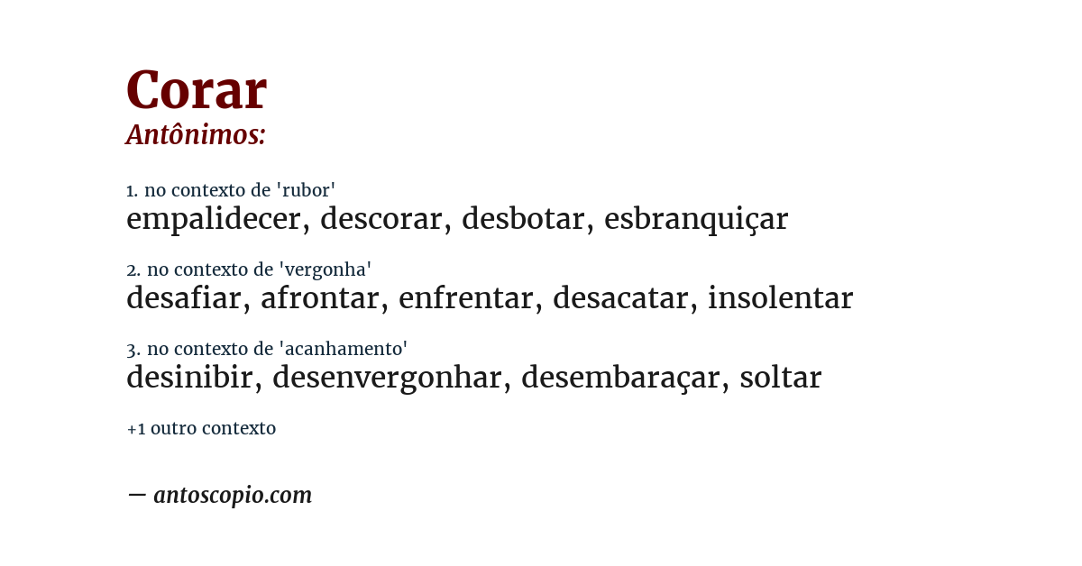 Antônimo de corar